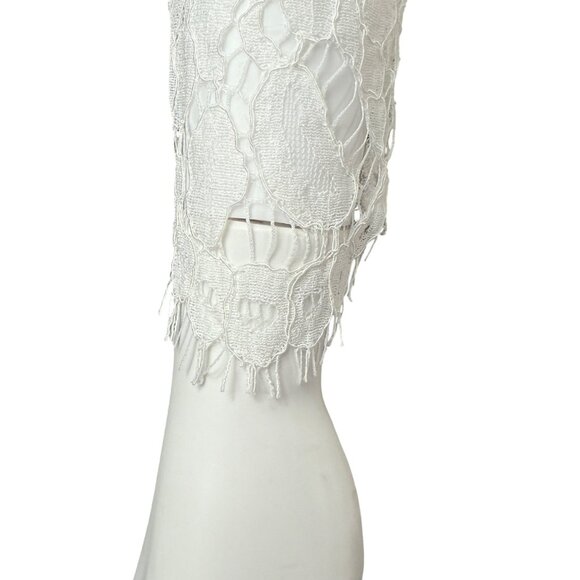 Lulus Womens Long Sleeve Lace Wedding Maxi Dress White/Nude Size Small - Picture 7 of 9